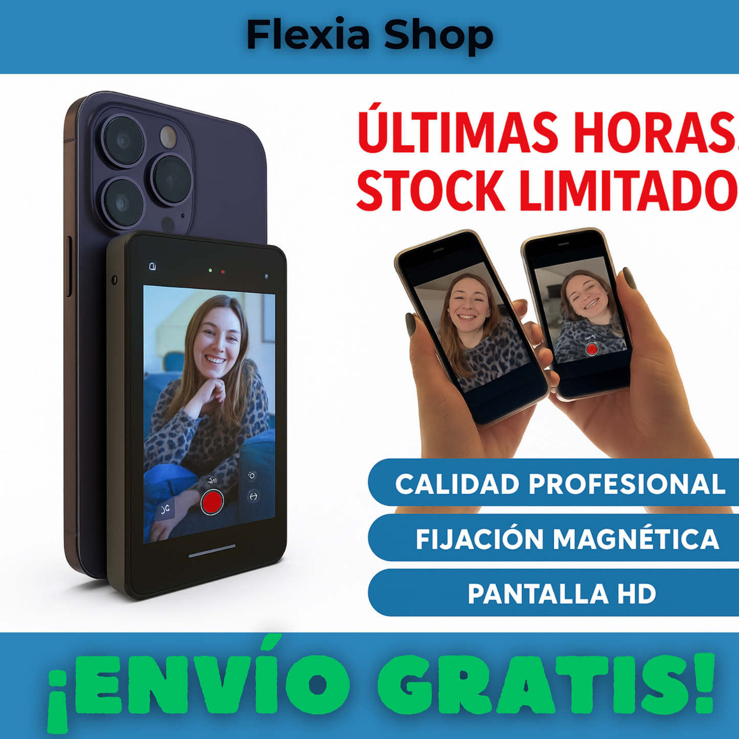 MagSelfie™️ Pantalla magnética portátil para selfies profesionales
