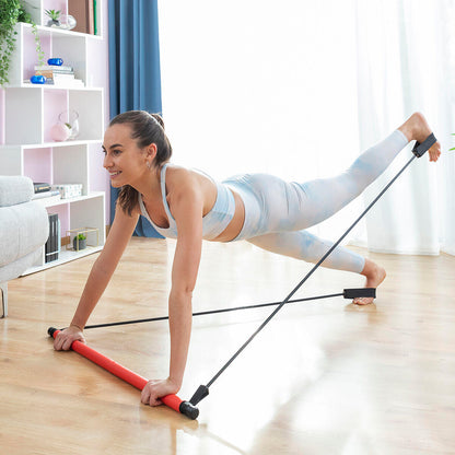 Barra de Fitness con Bandas Elásticas y Guía de Ejercicios Resibar
